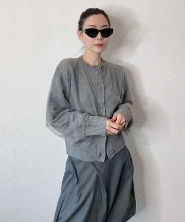 Grey Organza Cardigan #241236